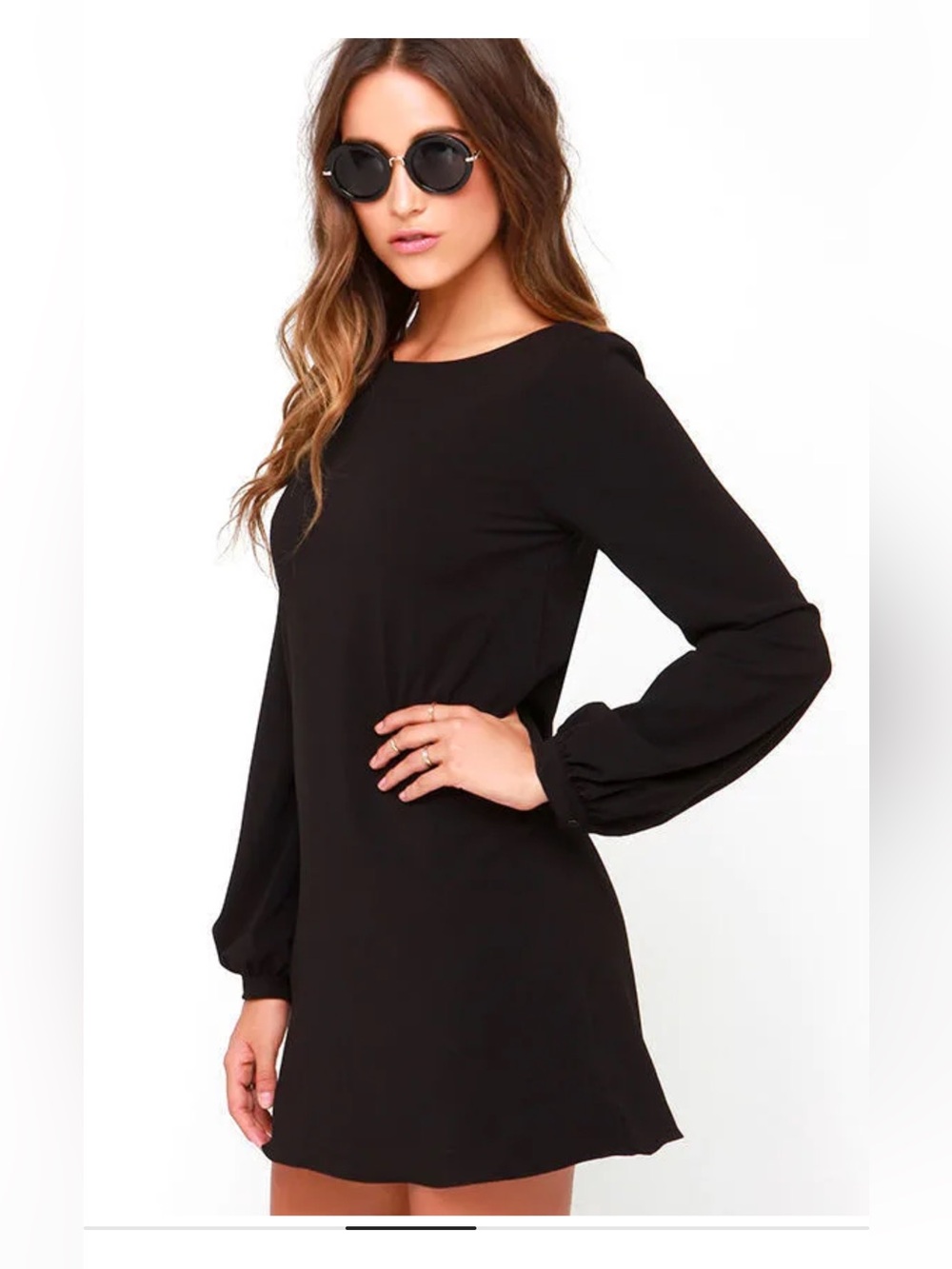 Lulu's Classic Black Long Sleeve Dress